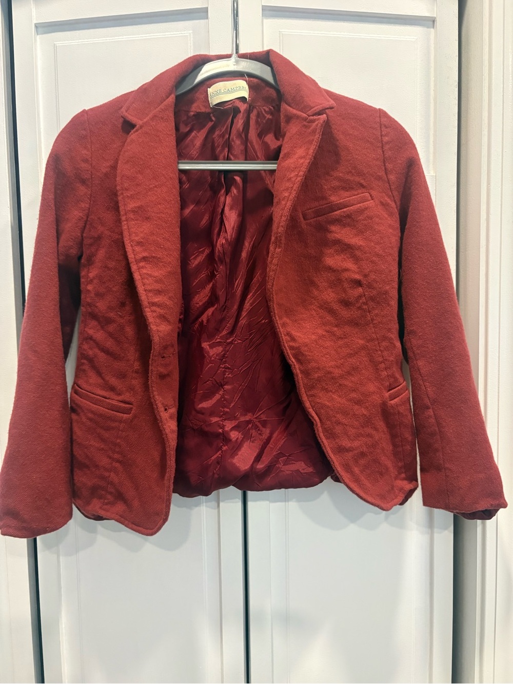 Burgundy Women's Knit Blazer Jacket by Anne Campbell